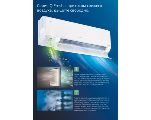 Кондиционер AUX Q Fresh inverter R32 ASW-H09A4/QF-R2DI / AS-H09A4/QF-R2DI